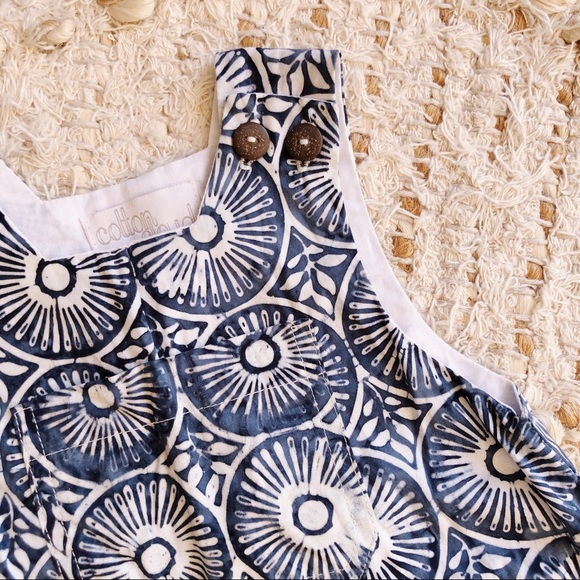 CLOUD COTTON Navy White shibori tie dye print cotton romper size 00 summer baby - Picture 2 of 6